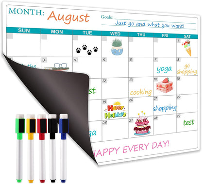 Magnetic Dry Erase Fridge Calendar - Magnetic Calendar for Refrigerator Planner, 11.4" x 14.76", Kitchen Fridge Calendars in Monthly & Weekly Set