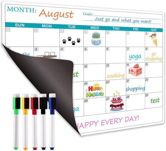 Magnetic Dry Erase Fridge Calendar - Magnetic Calendar for Refrigerator Planner, 11.4" x 14.76", Kitchen Fridge Calendars in Monthly & Weekly Set