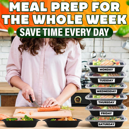50 Pack [32 oz] Freezer Meal Prep Containers Reusable - Plastic Food Storage Containers with Lids, Dishwasher & Microwave Friendly, Warp-Resistant - Versatile Use for Meals, Leftovers & More