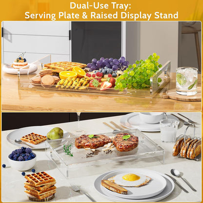 HELPLEX Acrylic Cutting Board with Counter Lip – Set of 3 Clear Non-Slip Chopping Boards and Cutting Boards for Kitchen Countertop, 17.5x13.5 & 16x12 + 8x12 Tray, Gift for Home Cooks