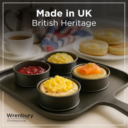 Wrenbury Crumpet Rings Nonstick 3.5 inch - English Muffin Rings - Food Ring Molds for Cooking – Metal Baking Egg Ring Set - Made in England