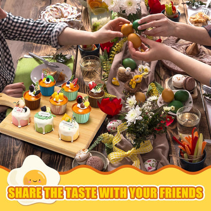 Vercraft Easter Wooden Deviled Egg Platter with Lid and Handle 30 Holes Round Deviled Egg Tray Reversible Charcuterie Board Wooden Serving Tray Containers Holder for Countertop Easter(Bamboo)