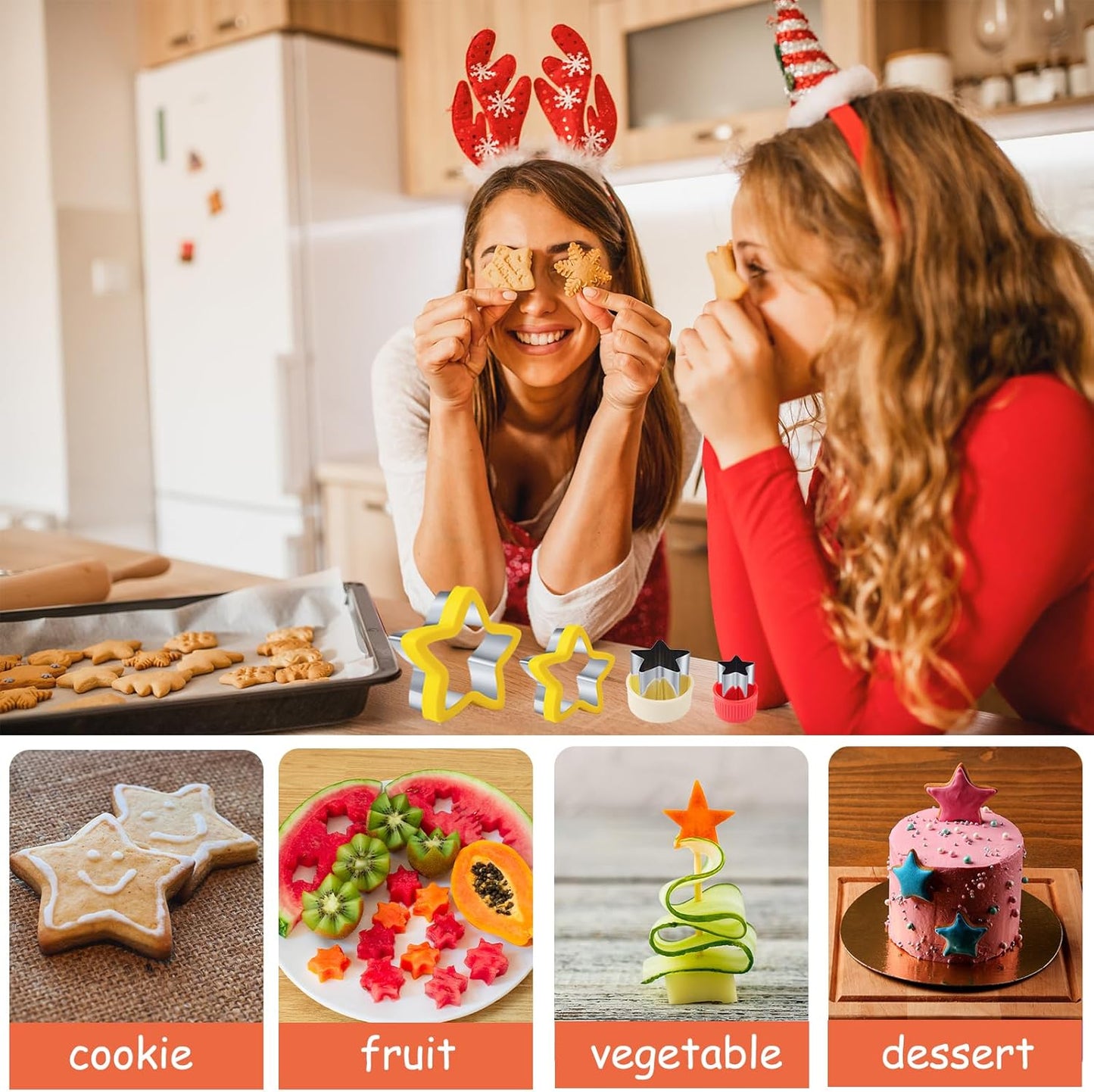 Sandwich Cutter for Kids 48 Pcs, Kimfead Cookie Cutters, Fruit Vegetable Cutter Shapes, Food Picks for Bento Box, Mouse Dinosaur Star Square Heart Shape