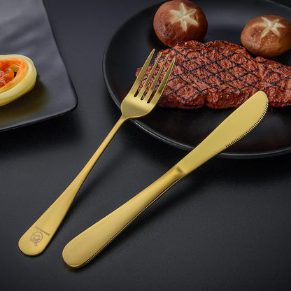 Boulder Bee | Travel Utensils Set | Reusable Camping Cutlery Set | Stainless Steel Flatware Set | Portable Silverware Set with Case | Includes Knife/Fork/Spoon/Straw/Cleaning Cloth/Case (Purple)