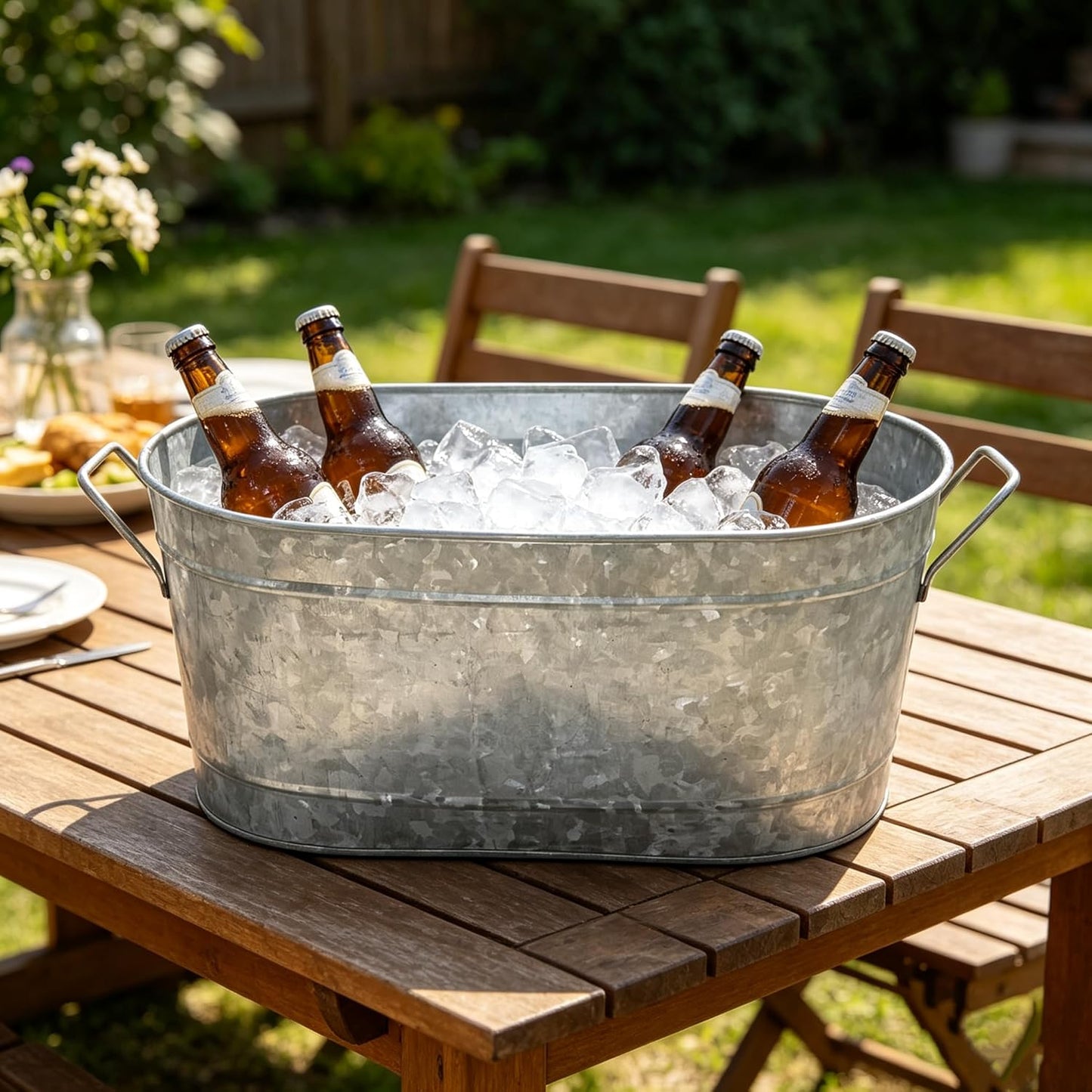 Hosley Galvanized Carry All Kitchen Utensil Caddy Serve Ware 13 Inch Long. Ideal for Floral Arrangements Party Garden Patio. O4