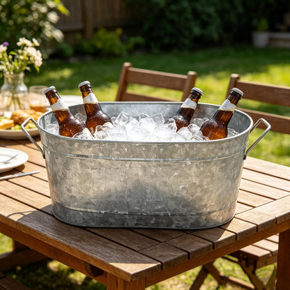Hosley Galvanized Carry All Kitchen Utensil Caddy Serve Ware 13 Inch Long. Ideal for Floral Arrangements Party Garden Patio. O4