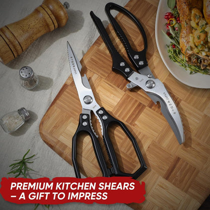TIVOLI Kitchen Scissors Set Silver,Japanese Stainless Steel Kitchen Shears for Food, Heavy Duty Poultry Shears, Food Scissors for Meat,Chicken Bones and Turkey,Ideal Gift