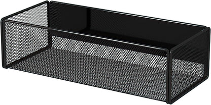 Magnetic Basket Organizer Holder for Fridge Magnetic Storage Bin Box Containers for Refrigerator Whiteboard Classroom (Large, Black)