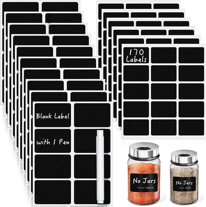 Segarty Food Label Stickers, 300 Pcs Blank Expiration Date Stickers to Write On, with 1 Black Pen, Waterproof Removable Freezer Labels for Glass Spice Jars, Canister, Food Container