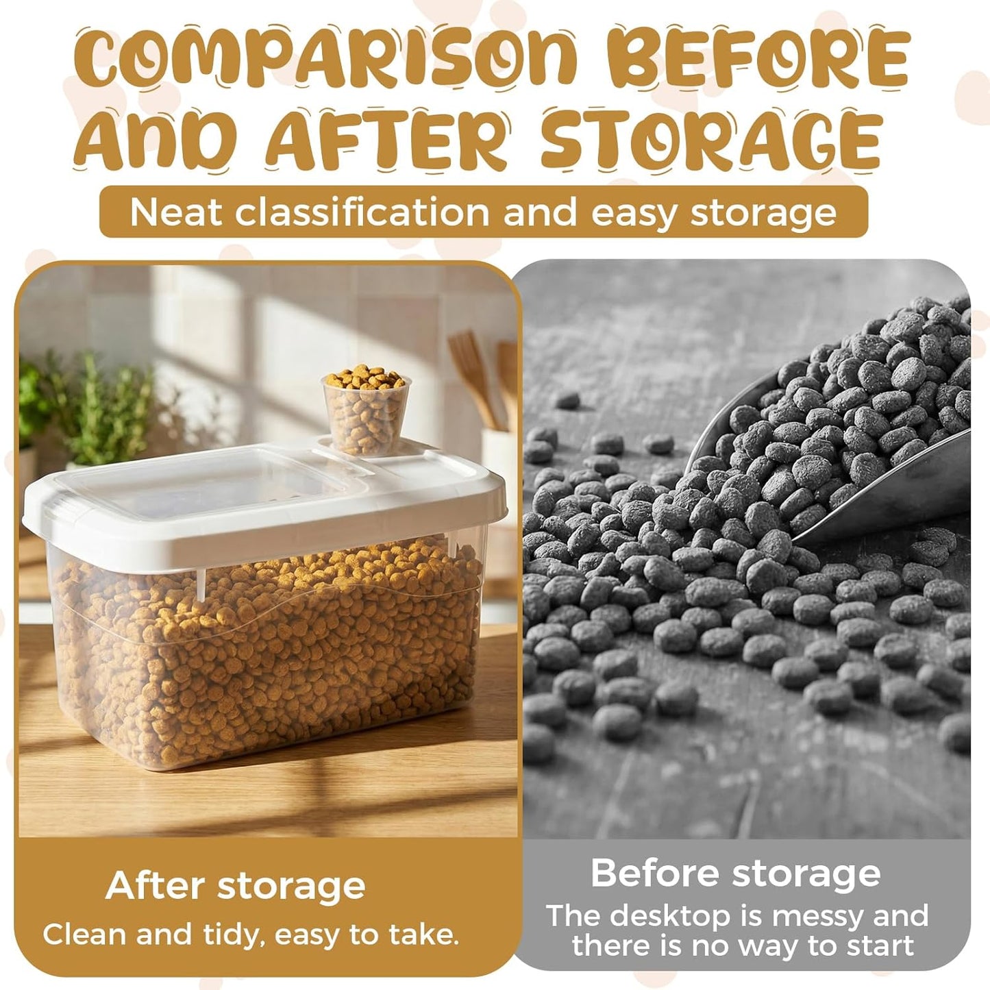 2 Pack Airtight Dog Food Storage Container, 27.6 Lbs Clear Pet Food Storage Bin with 2 Measuring Scoops for Pet Dog Cat Grain Rice Treat