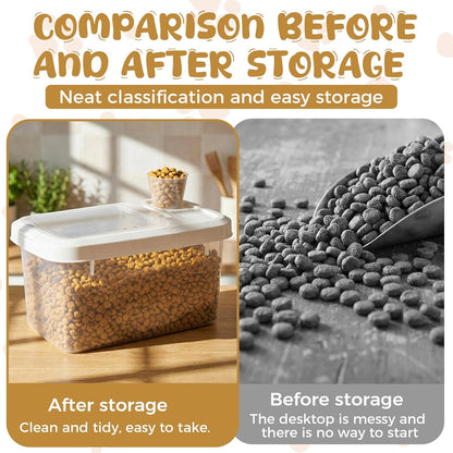 2 Pack Airtight Dog Food Storage Container, 27.6 Lbs Clear Pet Food Storage Bin with 2 Measuring Scoops for Pet Dog Cat Grain Rice Treat