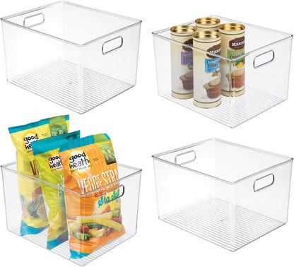 iDesign Storage Bin with Handles, 12" x 10" x 8", Clear | For Kitchen, Pantry, Cabinet, Nursery, Crafts