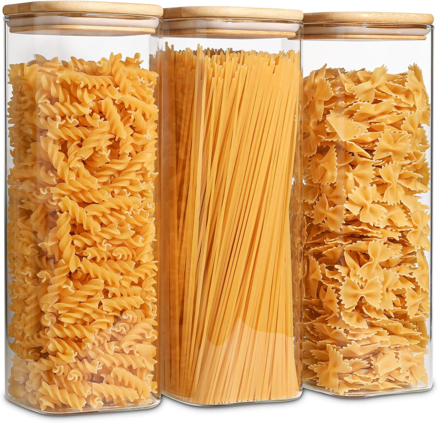 ComSaf 2Pcs Large Glass Storage Containers with Lids 4Qt, 1 Gallon Wide Mouth Flour Sugar Storage Containers, Large Capacity and Sealed for Rice, Cereal, Oat, Easy Clean and Scoop, Pantry Organization