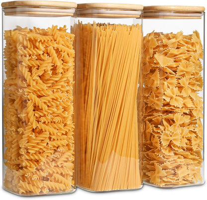 ComSaf 2Pcs Large Glass Storage Containers with Lids 4Qt, 1 Gallon Wide Mouth Flour Sugar Storage Containers, Large Capacity and Sealed for Rice, Cereal, Oat, Easy Clean and Scoop, Pantry Organization