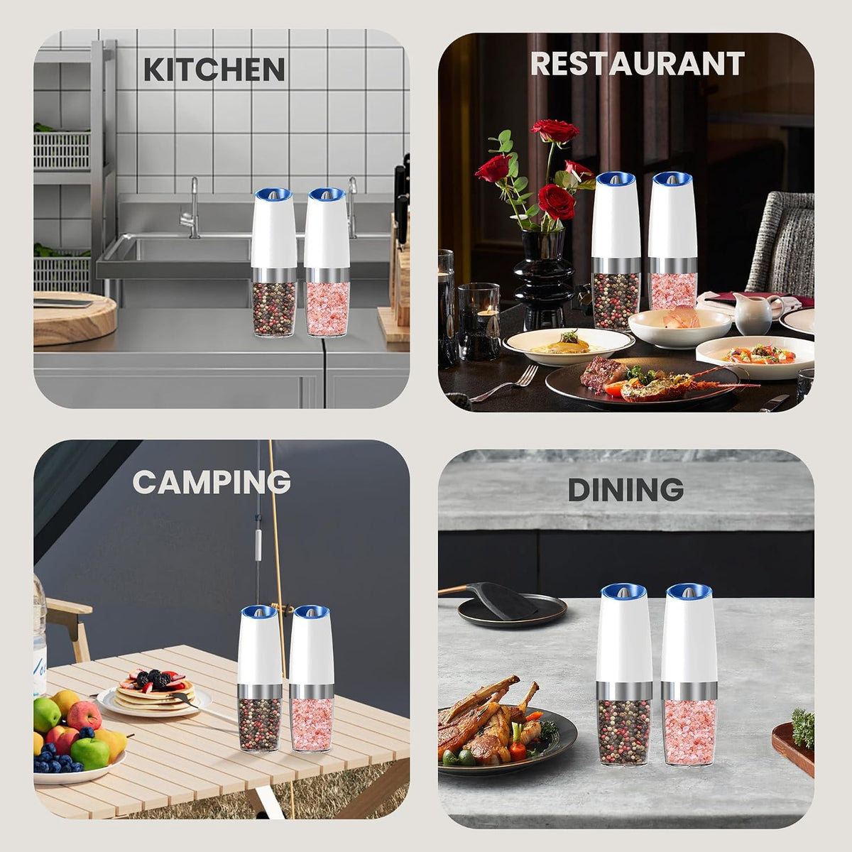 Battery Operated Salt And Pepper Grinder Set 2 Pack (Black)