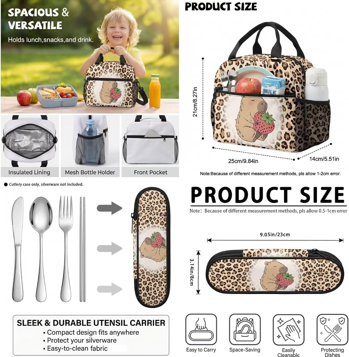 Highland Cow Backpack with Lunch Box Set for Kids Sunflower School Backpack for Girls Boys Back to School Bag Student Travel Backpacks Reusable Utensils Pen Case Water Bottle Bag 5PCS