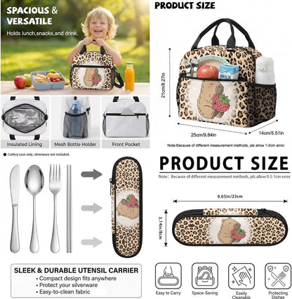 Highland Cow Backpack with Lunch Box Set for Kids Sunflower School Backpack for Girls Boys Back to School Bag Student Travel Backpacks Reusable Utensils Pen Case Water Bottle Bag 5PCS