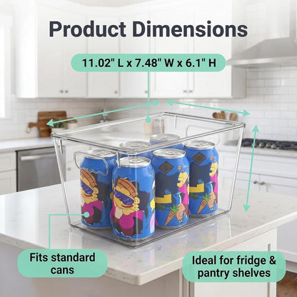 YAN & HIN 6 Pack Clear Storage Bins with Lids, Stackable Plastic Organizer Bins with Handles, Pantry Organizers and Storage for Kitchen Cabinet, Fridge, Bathroom, Closet and Shelf Organization