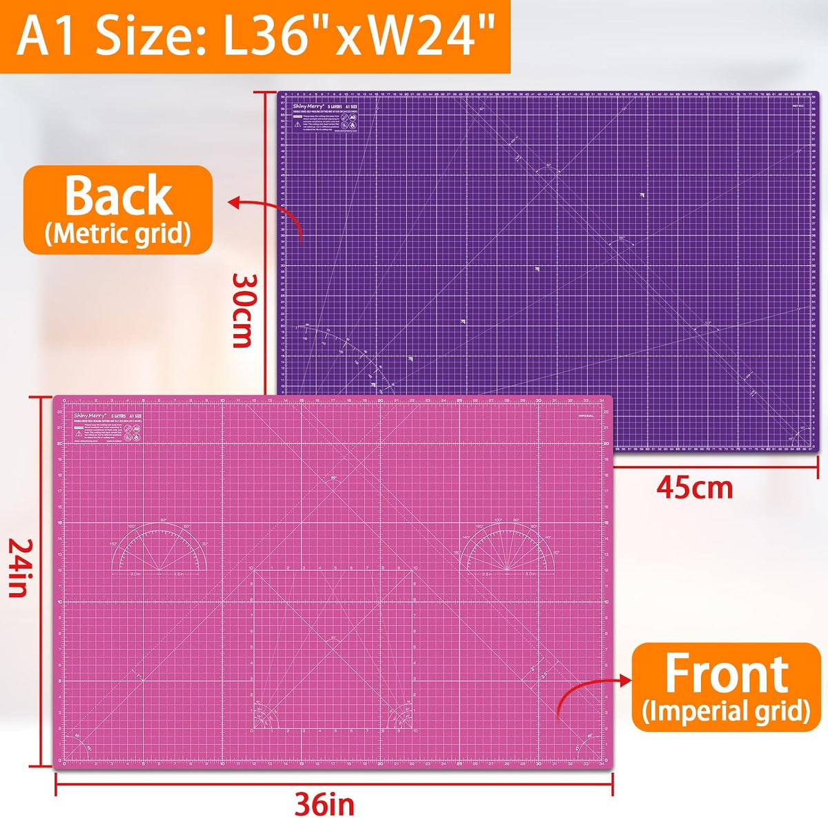 Self Healing Cutting Mat A3 12"x 18" Double Sided Pink Mat