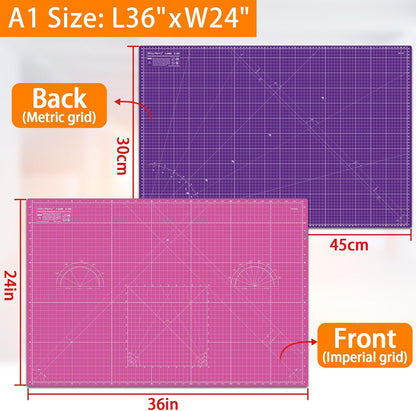 Self Healing Cutting Mat A3 12"x 18" Double Sided Pink Mat