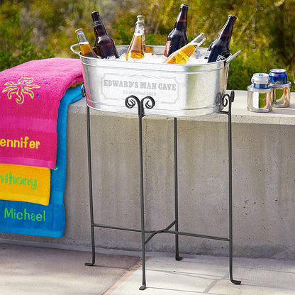 Let's Make Memories Personalized Beverage Tub - Custom Beverage Tub - Customize With Name & initial - Galvanized Drink Tub - 20 ¾"L x 11 ¾"W x 7" H - 5.5 Gallons