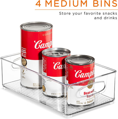 Sorbus Set of 8 Clear Fridge Organizers - Refrigerator & Pantry Bins for Organizing Food - 2 Different Sizes with Handles - Kitchen, Bathroom, & Closet Storage Containers