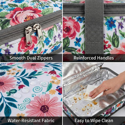 Insulated Casserole Carrier Fits Pioneer Woman Kitchen Stuff & 9x13 Baking Dish, Large Lasagna Lugger Tote, Leakproof Thermal Food Warmer Bag for Potluck, Picnic, Travel, Hot/Cold Food & Mom Gifts