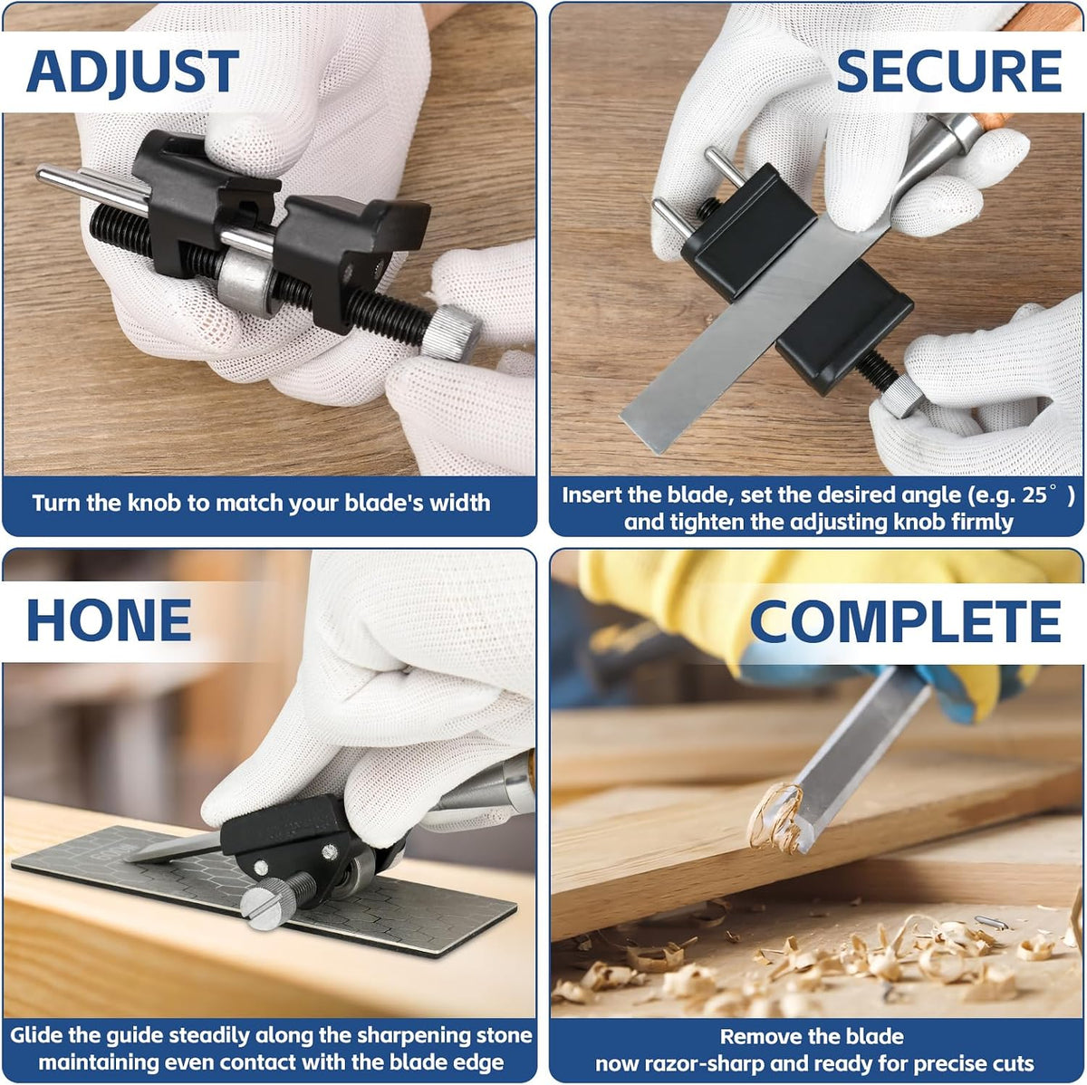 Chisel Sharpening Jig with Honing Guide & 5 Diamond Sharpening Stones