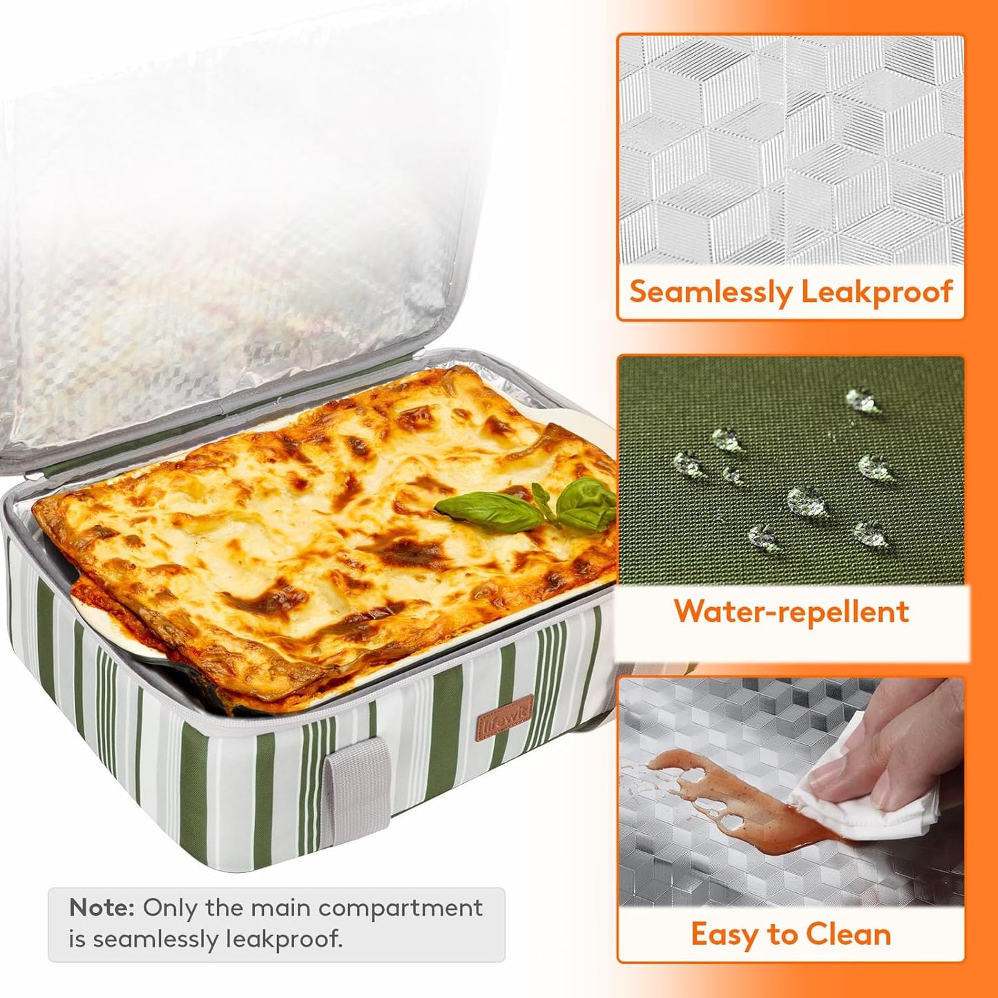 Lifewit Insulated Double Decker Casserole Carrier for Hot or Cold Food, Casserole Dish Carrying Case, Lasagna Holder for Potluck Parties, Picnic and Cookouts, Fits 9"x13" Baking Dish, Grey