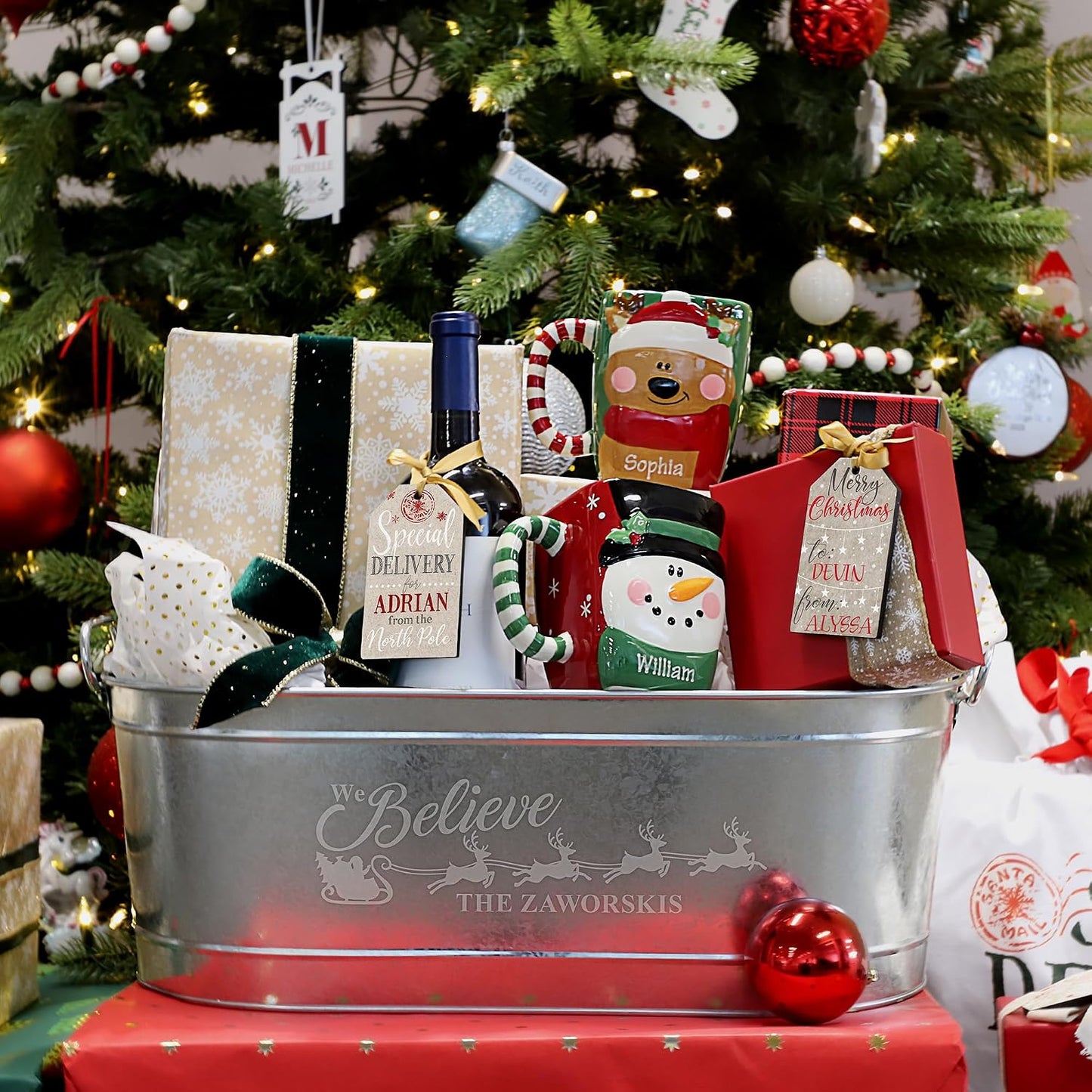 Let's Make Memories Personalized Beverage Tub - Custom Beverage Tub - Customize With Name & initial - Galvanized Drink Tub - 20 ¾"L x 11 ¾"W x 7" H - 5.5 Gallons