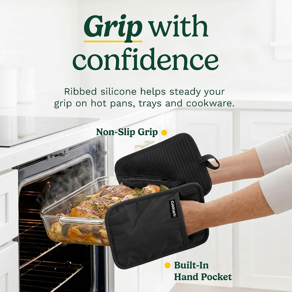 Cuisinart Silicone Pot Holders, Set of 2 7"x9", Heat Resistant 500F