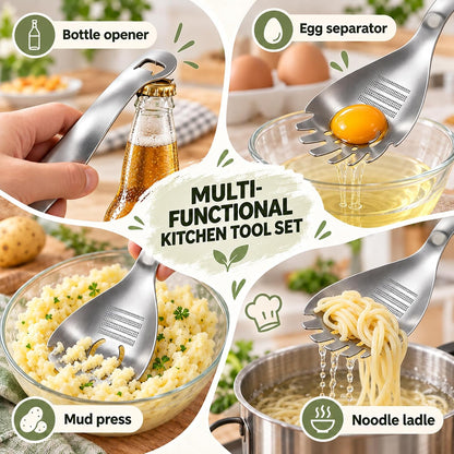 5-in-1 430 Stainless Steel Cooking Spoon, Egg Yolk Separator for Kitchen