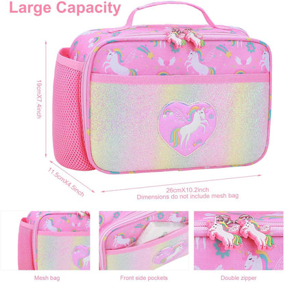 RHCPFOVR Kids Lunch Bag - Insulated Lunch Box for Boys Girls,Washable Lunch Bag and Reusable Toddler Leak-proof Lunchbox for School and Daycare - Colors A