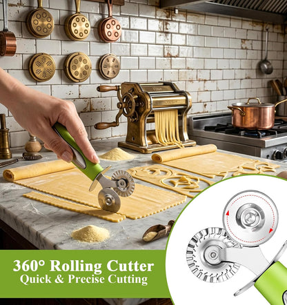 Fluted Pastry Wheel, Pastry Wheel Cutter, Dual-Wheel Fluted,