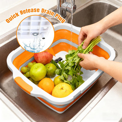 Collapsible Cutting Board with BBQ Prep Tub and Lid, Foldable Food Prep Container for Meal Prep, Marinating, Food Storage, Grilling, Camping and Outdoor Cooking, Dishwasher Safe, Black XX-Large