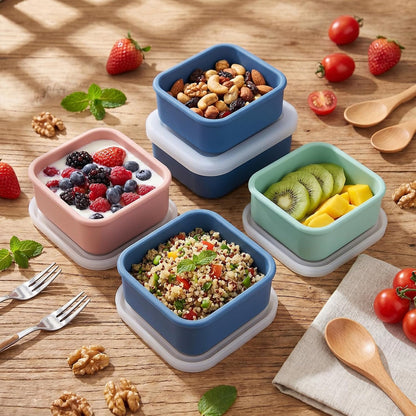 Blushtier 10 Pcs Silicone Freezer Molds with Lid Reusable Meal Prep Containers Silicone Soup Freezer Molds Food Preserving Ice Tray for Portion Control Soups Sauces Stews, 5 Colors(1 Cup, 1/2 Cup)