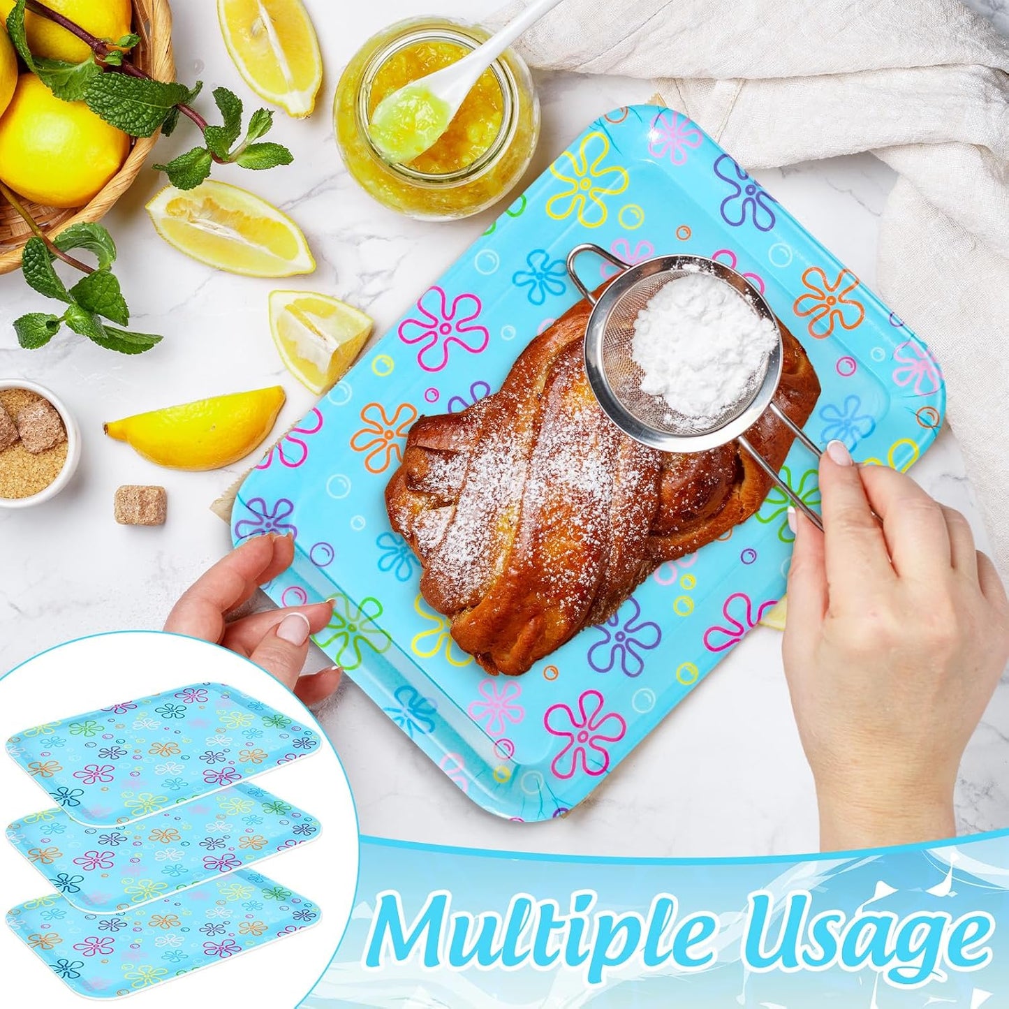 JarThenaAMCS 3Pcs Graduation Serving Trays 13 x 10 Inch Bachelor' s Hat Diploma Glitter Reusable Melamine Platter Congrats 2026 Grad Serving Dishes for Graduate Party Sharing Snacks Fruit Dessert