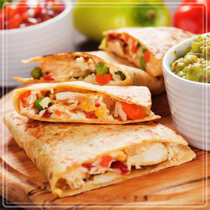 Taco Tuesday Deluxe 8-Inch 6-Wedge Electric Quesadilla Maker with Extra Stuffing Latch, Red