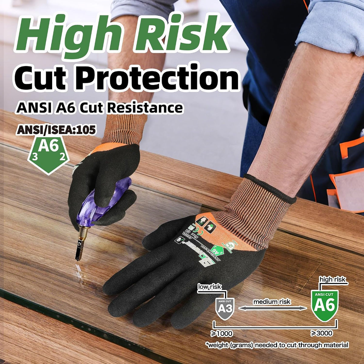 Schwer ProGuard A7 Cut Resistant Work Gloves for High Risk Work, PR3727, L