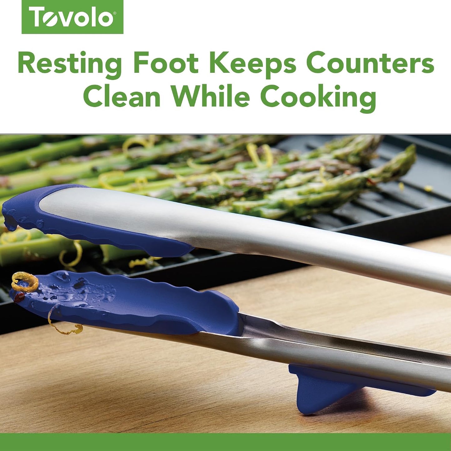 Tovolo Tongs With Silicone Tips Easy Grip 13” Long Kitchen Tongs Stainless Steel Handle For Cooking BBQ, Non Scratch Heat Resistant Locking Metal Silicone Tipped Dishwasher Safe BPA Free, Black