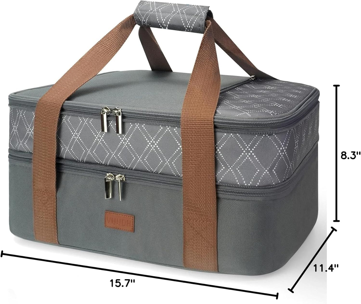 Expandable Casserole Carrier Bag - Double Decker Food Bag, Insulated Casserole Carrier for Hot or Cold Food, Lasagna Holder Tote for Picnics,Beaches,Traveling or Gifts