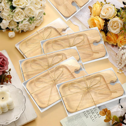 Menkxi 12 Set Wine Appetizer Plates Mini Charcuterie Boards with Wine Glass Holder and Box Gifts for Bridal Shower Game Prizes Wooden Cocktail Cheese Plate for Guests Baby Shower(Heart,Light Color)