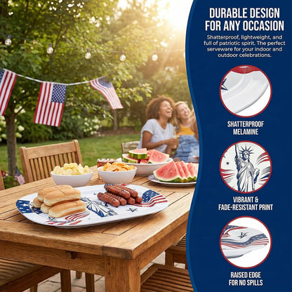 2 Pack Extra Large 17.5 Inch White Serving Trays – Reusable Melamine Platters for Parties, Snacks & Cookies, Durable Food Serving Dishes for Entertaining, Pantry & Kitchen Use White