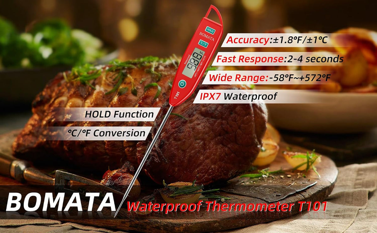 BOMATA Waterproof IPX7 Meat Thermometer, Food Thermometer