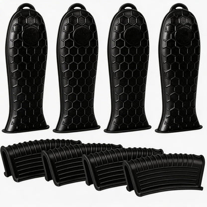 Joyhalo Cast Iron Skillet Handle Covers, 6 Pack Heat Resistant Silicone Pot Handle Sleeve Covers, Black
