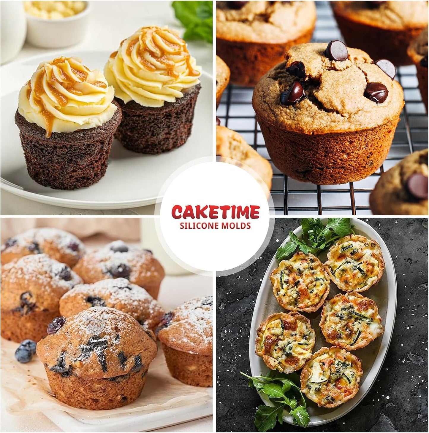 CAKETIME Silicone Mini Muffin Pan, 24 Cups Nonstick Mini Cupcake Pan for Baking Muffin, Cupcake, Egg Bites, Fat Bomb, Light Blue