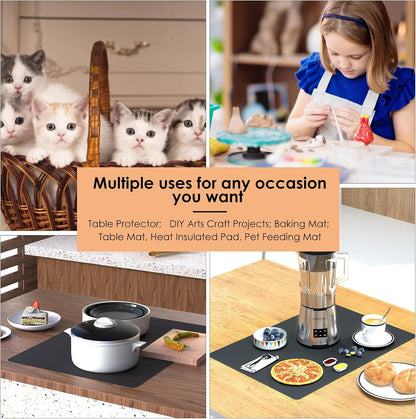 KitchenRaku Extra Large Silicone Mat for Kitchen Worktop Protector, Thickened Nonstick Heat Resistant Countertop Mat, Nonskid Placemat, Craft Mat, Table Mat (Grey, 23.6"x31.5")