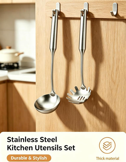 304 Stainless Steel Soup Ladle, Large Ladle with Long Hollow Handle, for Cooking, Stirring, Soup, Sauce, Dishwasher Safe (1, Soup Ladle)