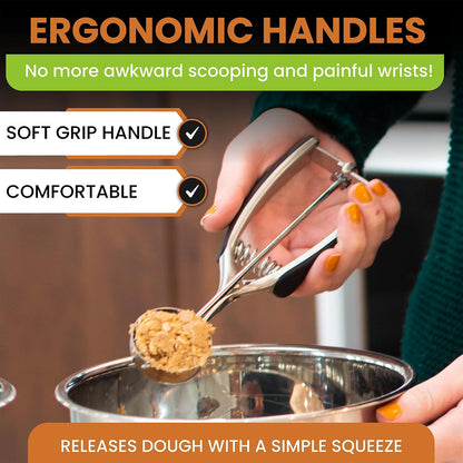 Spring Chef Extra Large Stainless Steel Cookie Scoop, #10, 5.5 Tbsp, Black