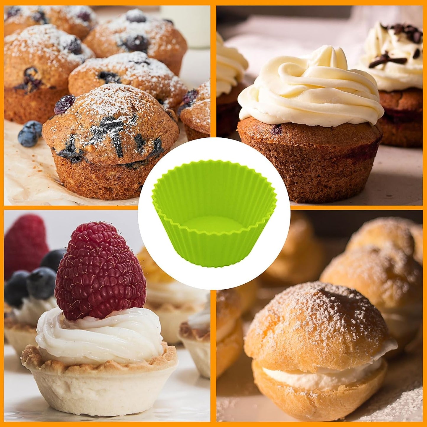 6 pack Silicone Baking Cups, Reusable Muffin Liners Non-Stick Cup, Cake Molds Set,Cupcake Silicone Liner Cupcake Holder,Bpa Free (navy blue)